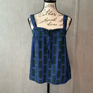 Corey Lynn Calter Blue and Black Tie Front Tank Top Size Large